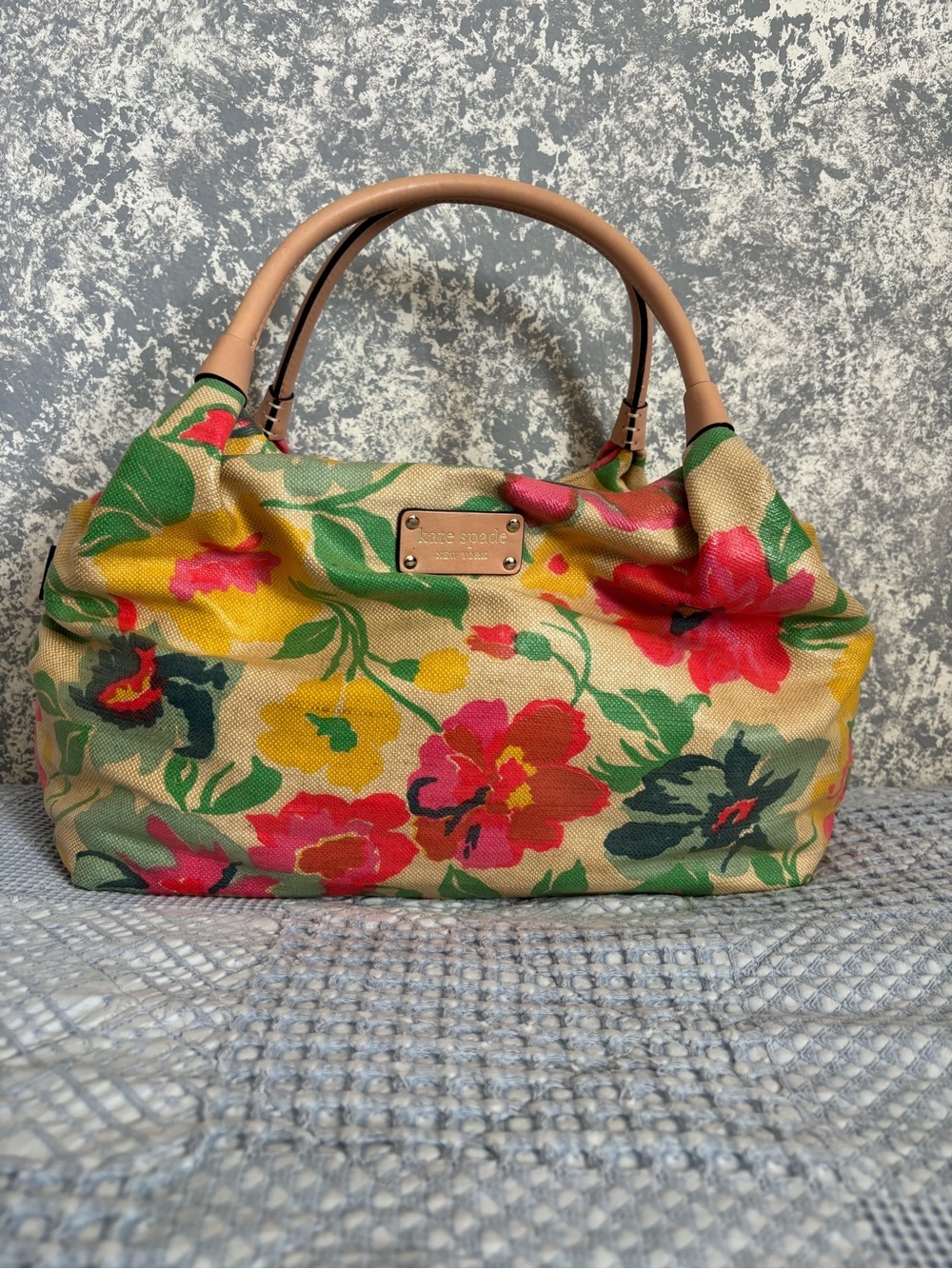 Floral Canvas Satchel Multi WKRU0761 NWT - Kate Spade Stevie Blooming Grove